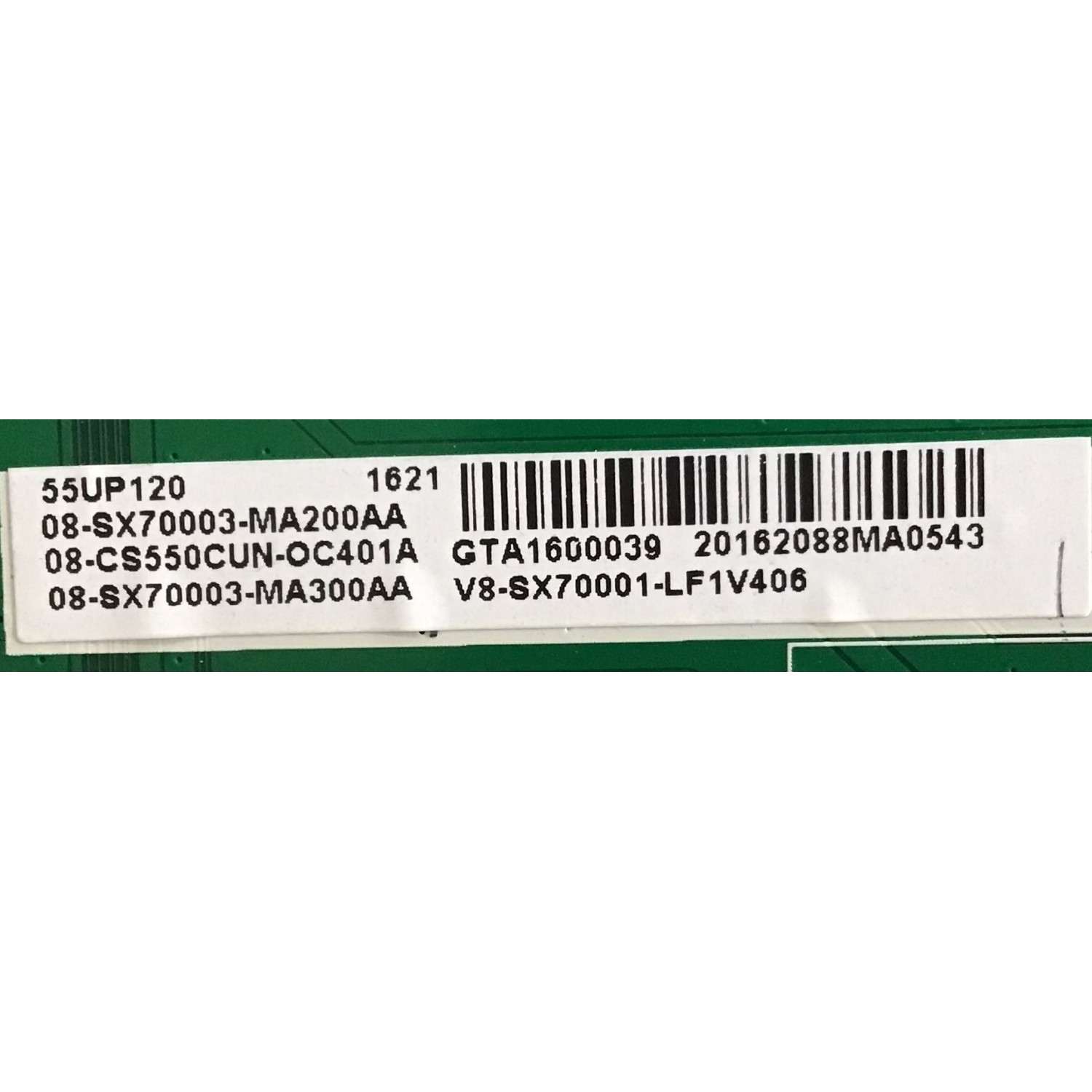 KIT DE TARJETAS PARA TV TCL / MAIN V8-SX70001-LF1V406 / 40-SX7KNA-MAE4HG / FUENTE 08-LE921A6-PW200AX / 40-LE9226-PWE1CG / T-CON 34291100360811 / ST5461D04-1-C-1 / PANEL LVU550ND1L / MODELO 55UP120 - Imagen 4